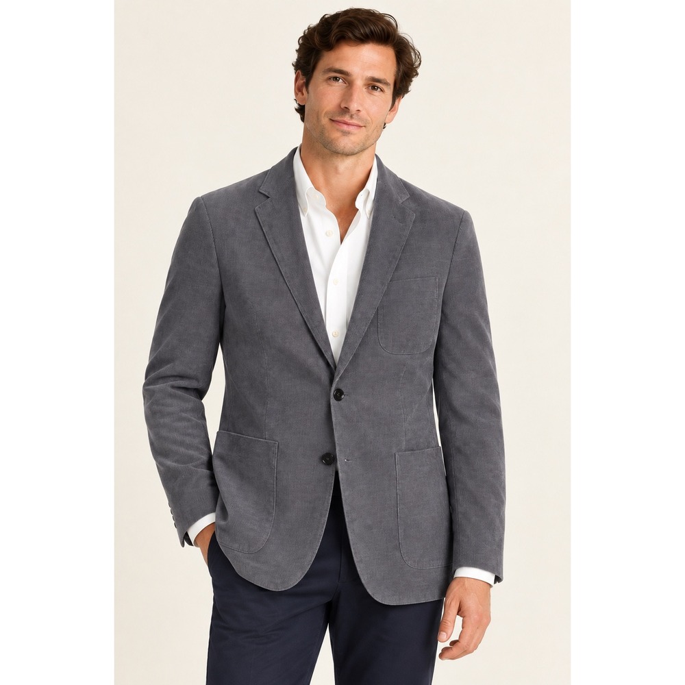 J.Crew Mens Ludlow Gray Corduroy Blazer Size S Sport Coat Slim Fit Two Button